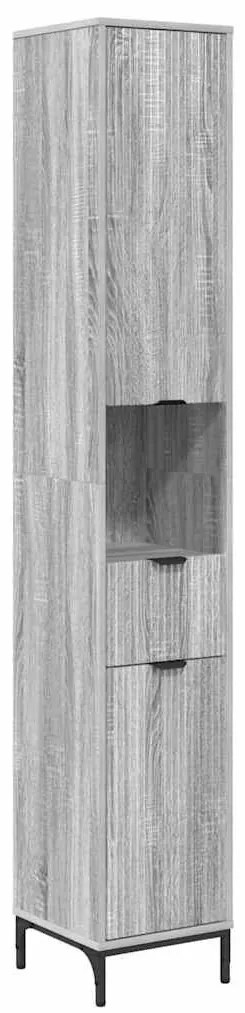 Fürdőszoba bútor szett fiókkal Szürke Sonoma Műanyag fa, fém