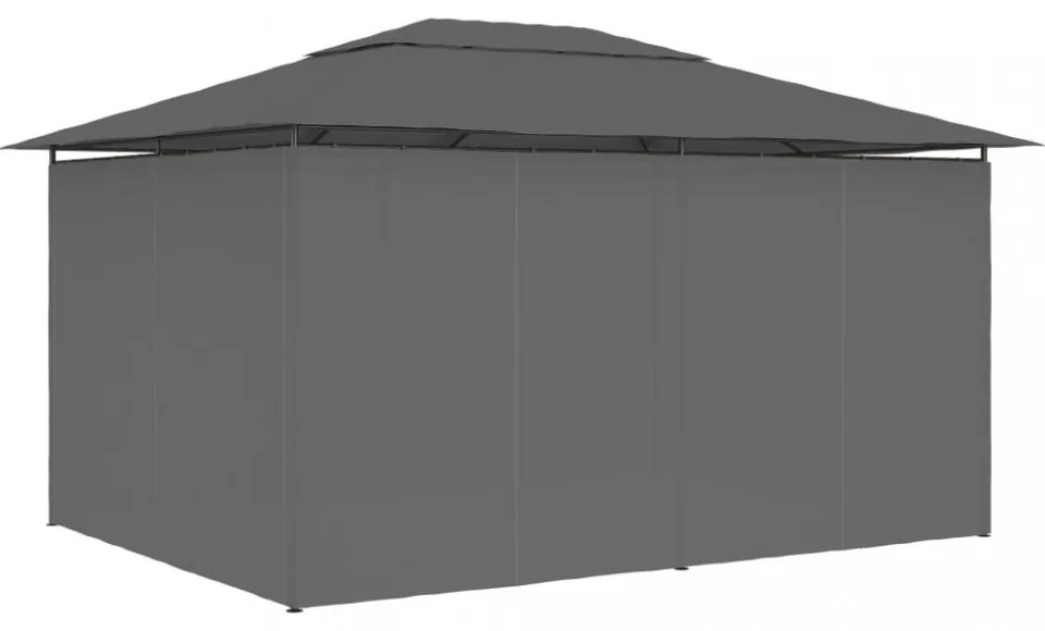vidaXL antracitszürke kerti pavilon függönyökkel 4 x 3 m