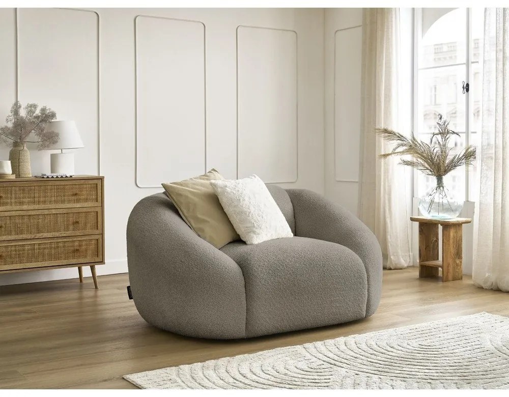 Szürkésbarna buklé fotel Tina – Bobochic Paris