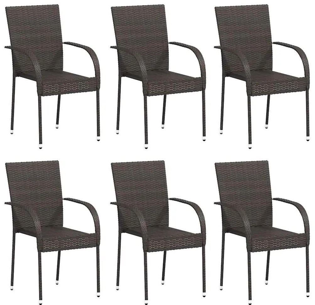 vidaXL 6 db barna rakásolható polyrattan kültéri szék
