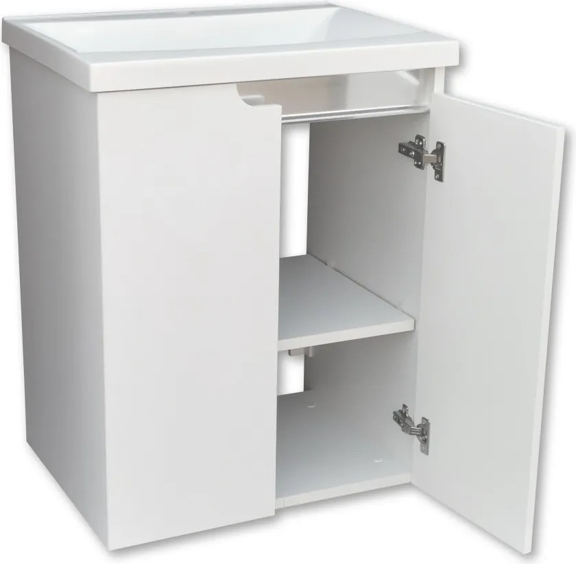 Piramida EURIDIKA fali /álló fürdőszobabútor - műmárvány mosdóval - 2 ajtós - 60 x 75 x 46 cm