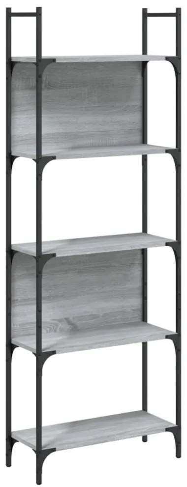 5 szintes szürke sonoma szerelt fa könyvespolc 60,5x24x166,5 cm