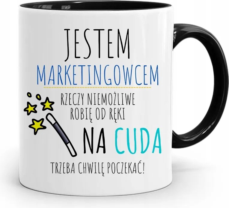 Marketingeseknek Marketing Bögre Fekete Ajándék fényképes nyomtatással