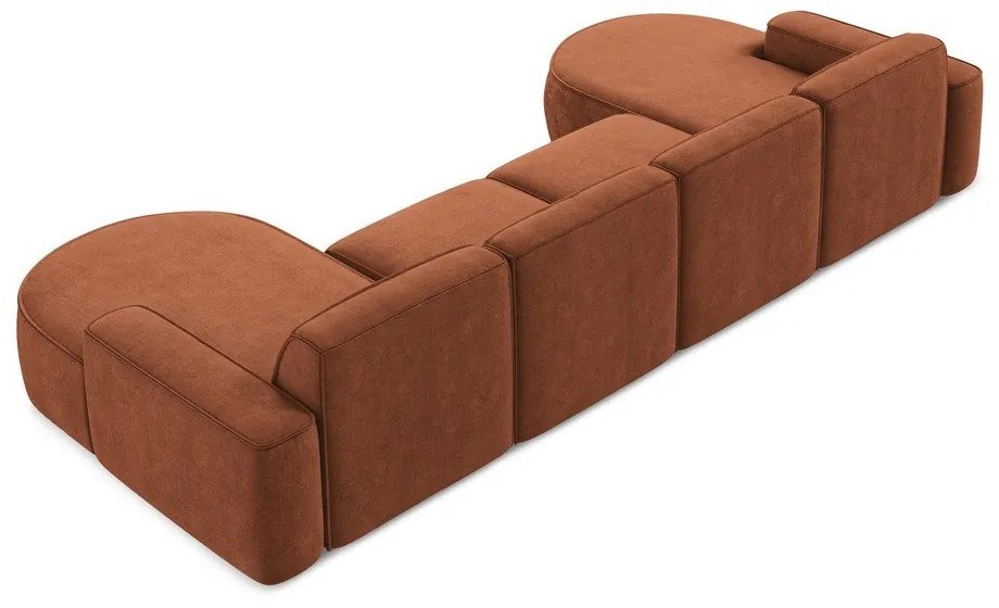 Terrakotta színű zsenília sarokkanapé (U alakú) Omao – Makamii