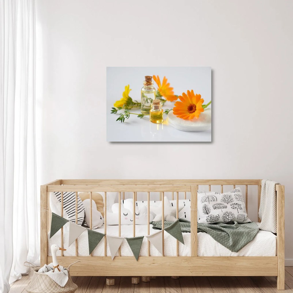Narancsságra virágok képe (üvegen) (70x50 cm)