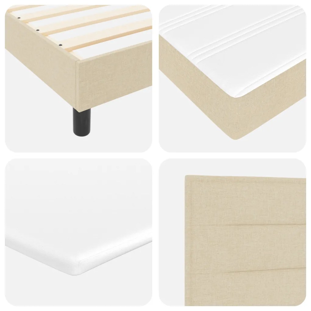 Boxspring ágy matraccal, Krém színben, 200 x 200 cm - Szövet