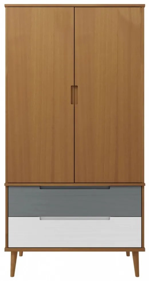 MOLDE barna tömör fenyőfa gardrób 90 x 55 x 175 cm