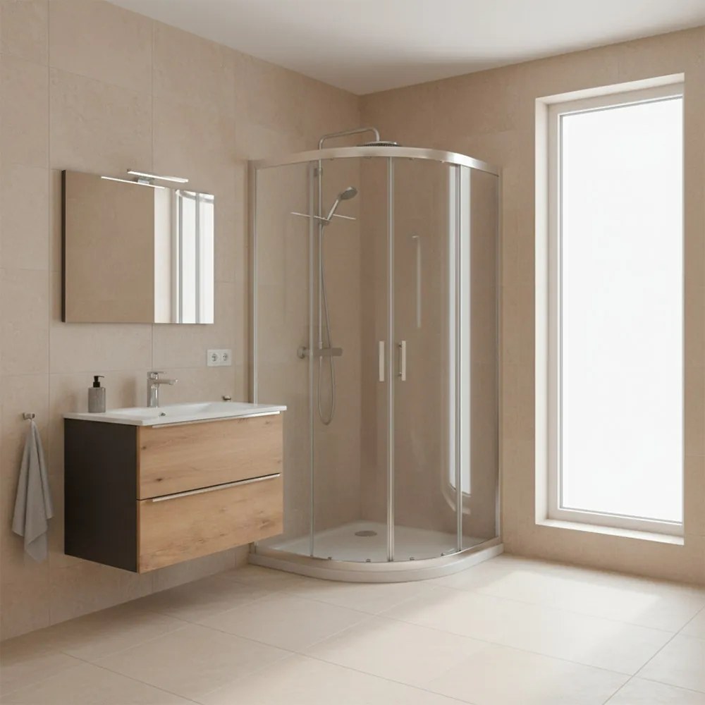 Soul 90x90 cm íves zuhanykabin zuhanytálcával