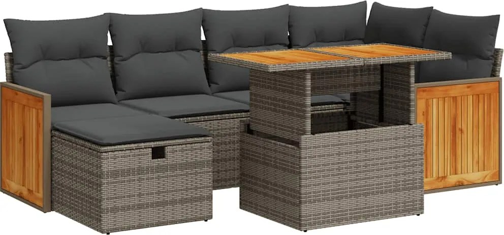 vidaXL 8 részes szürke polyrattan kerti ülőgarnitúra párnákkal