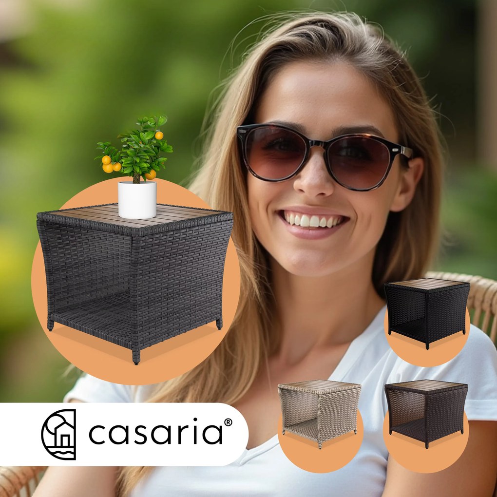 Deuba Rattan asztalka 40x45x45 cm - sötétszürke