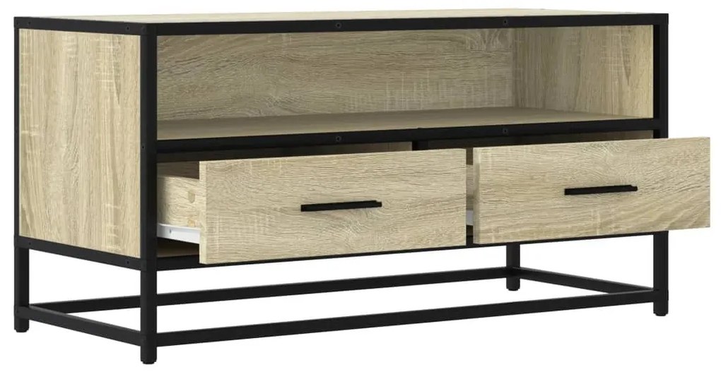 sonoma tölgyszínű szerelt fa és fém TV-szekrény 80x34,5x40 cm