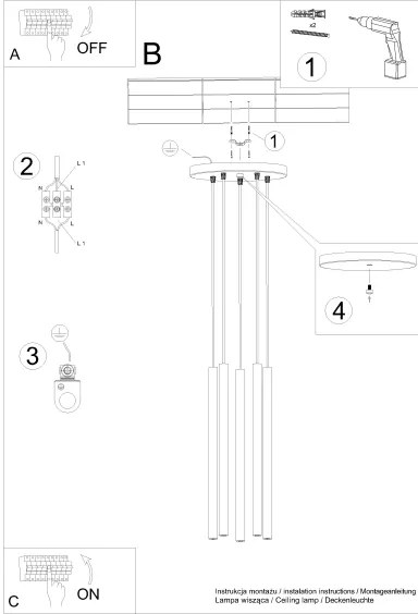 Sollux SL.1174 - Csillár zsinóron PASTELO 5xG9/8W/230V arany