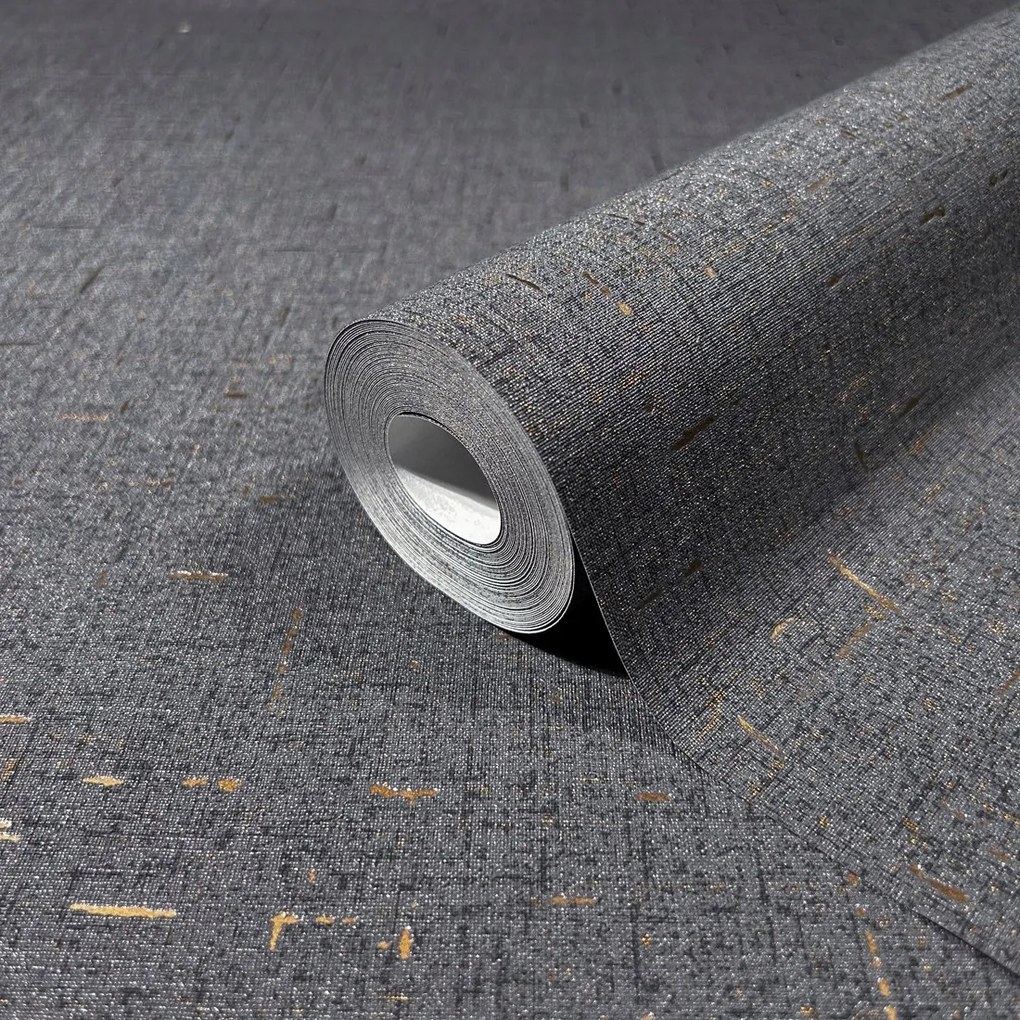 Grafit Vinil Tapéta Szövet Utánzat