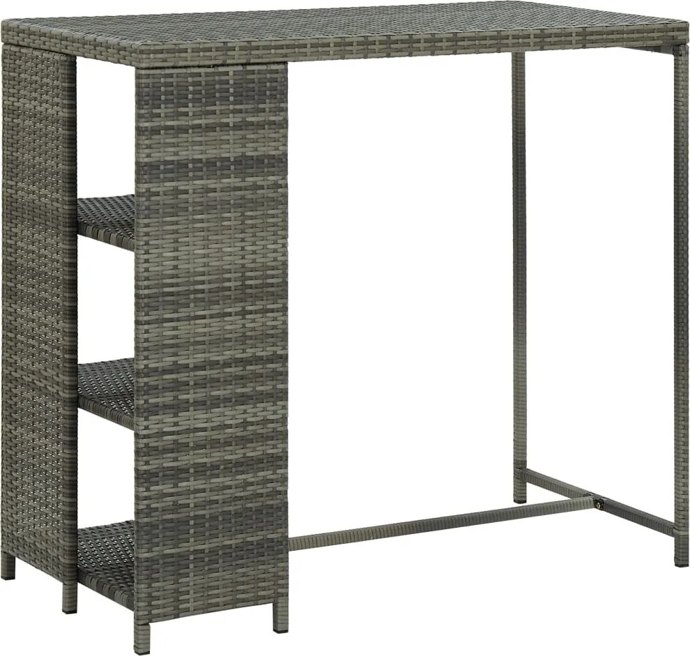 vidaXL szürke polyrattan bárasztal tárolópolccal 120 x 60 x 110 cm