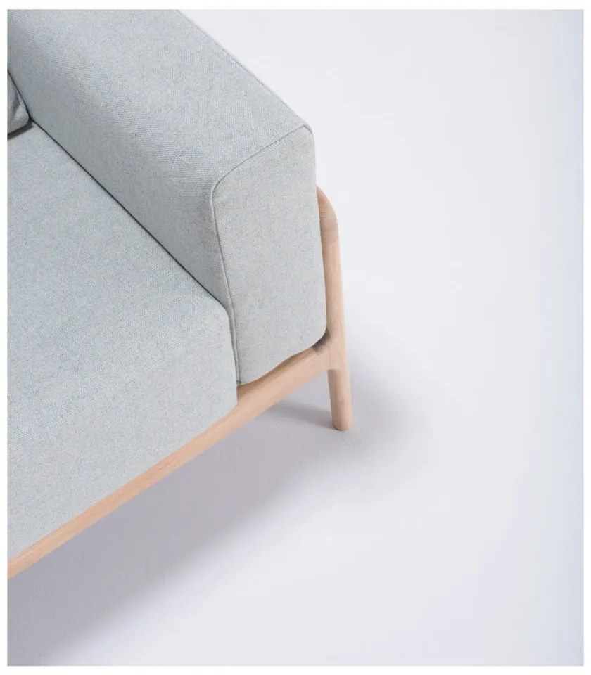 Fawn tölgyfa fotel kékesszürke szövet ülőrésszel - Gazzda