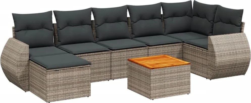 vidaXL 8 részes szürke polyrattan kerti ülőgarnitúra párnákkal