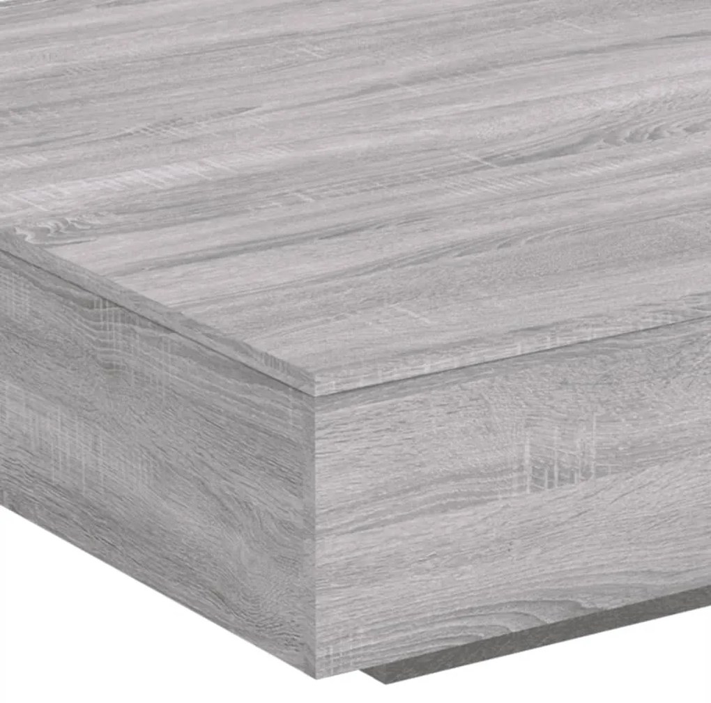 szürke sonoma színű dohányzóasztal LED-lámpákkal 100x100x31 cm