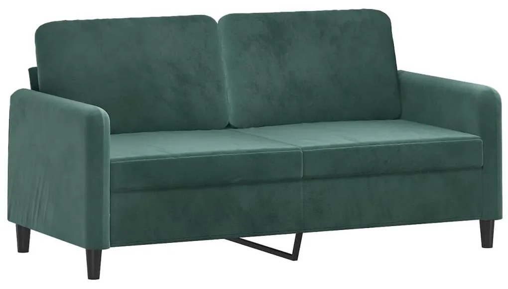kétszemélyes sötétzöld bársony kanapé 140 cm