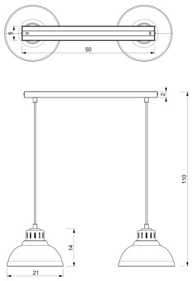 Csillár zsinóron SVEN 2xE27/15W/230V piros