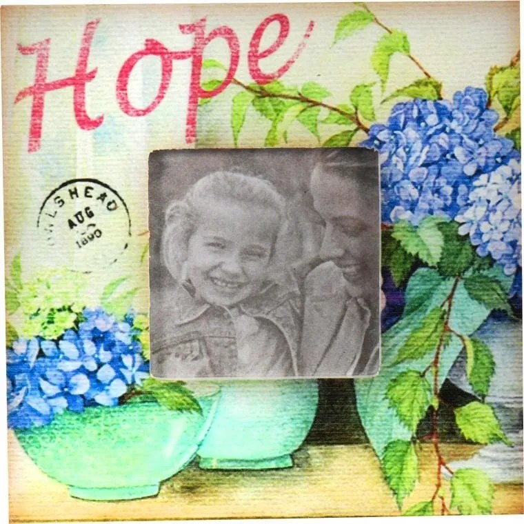 Álló képkeret krémszínű, öregített 14,5 x 14,5 cm Komód Dekoráció