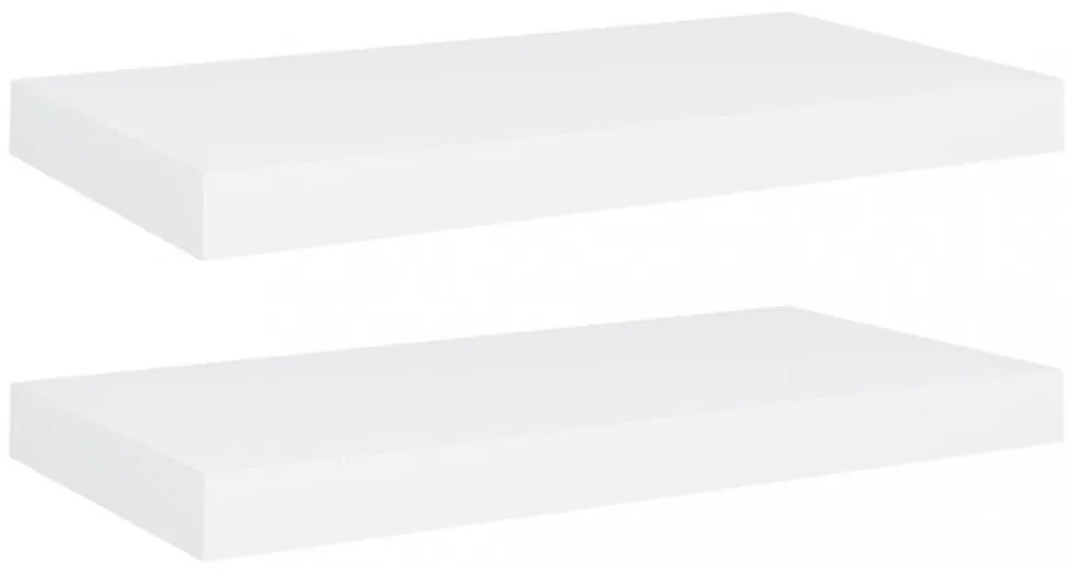 2 db fehér MDF lebegő fali polc 50 x 23 x 3,8 cm