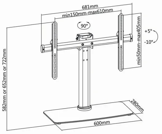 Nedis TVSM2330BK Full Motion TV állvány 32-65", 3 magasságállítás