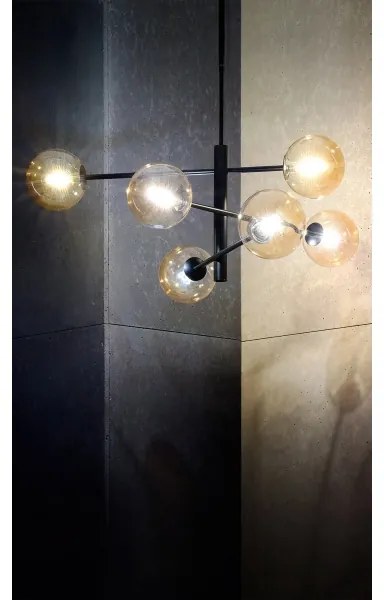 Csillár rúdon ORO 6xG9/12W/230V fekete/arany