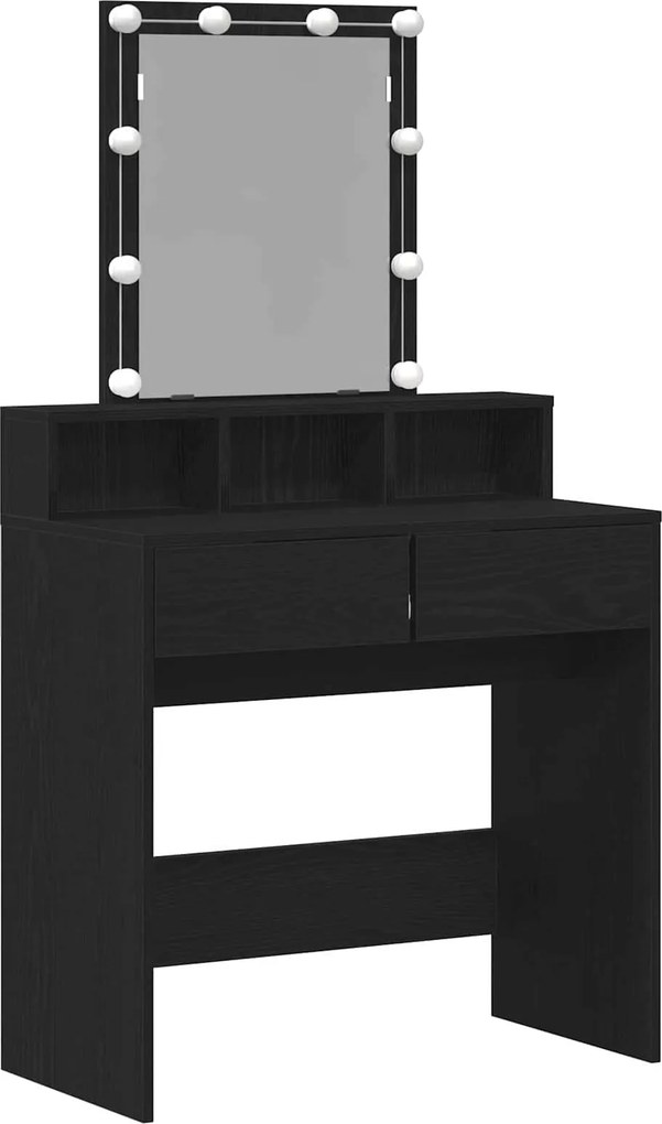 vidaXL Sminktükör fiókkal Musta tammi 80 x 41 x 144,5 cm Faanyag