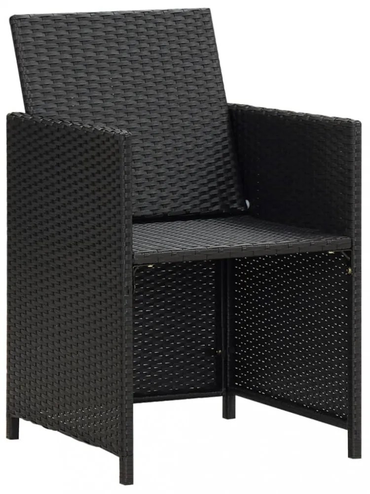 2 db fekete polyrattan kerti szék hát- és ülőpárnával