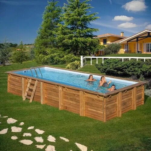 GRE TIMBER szögletes fa medence 10,0 x 4,0 x 1,46 m