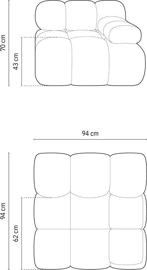 Narancssárga buklé kanapé modul (jobb oldali) Bellis – Micadoni Home