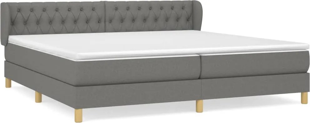 vidaXL sötétszürke szövet rugós ágy matraccal 200 x 200 cm