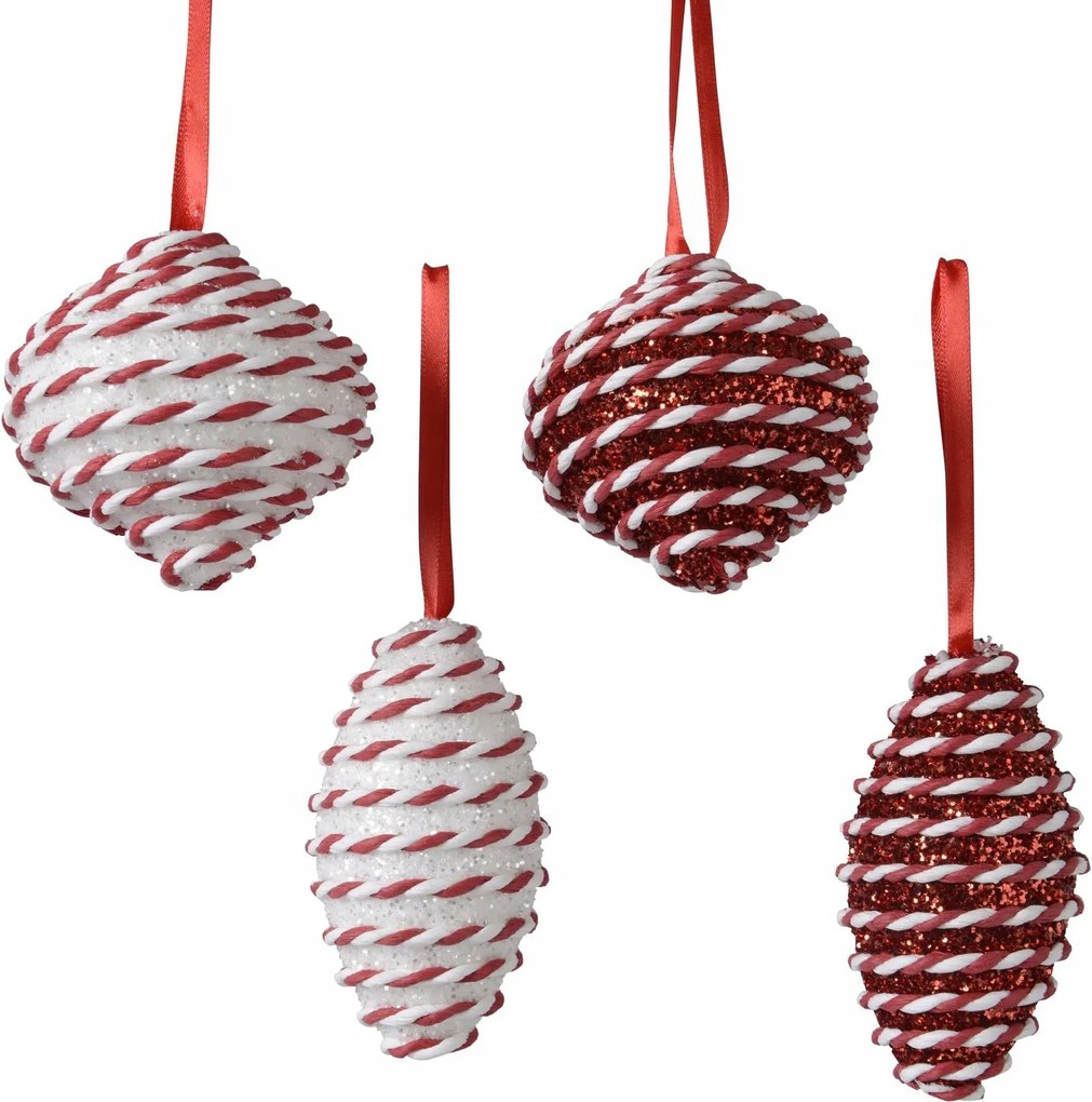 Bomba dekoráció csavart zsinór fehér piros