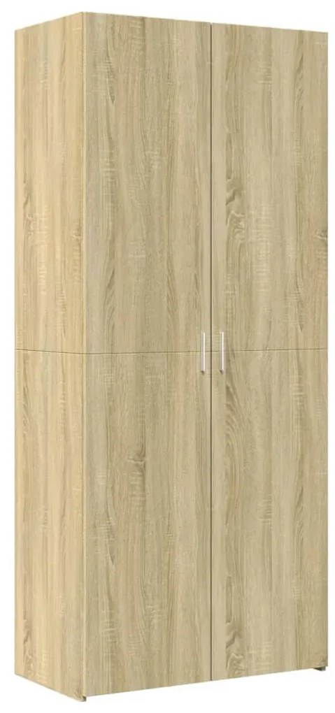 sonoma tölgy színű szerelt fa tárolószekrény 80 x 42,5 x 225 cm