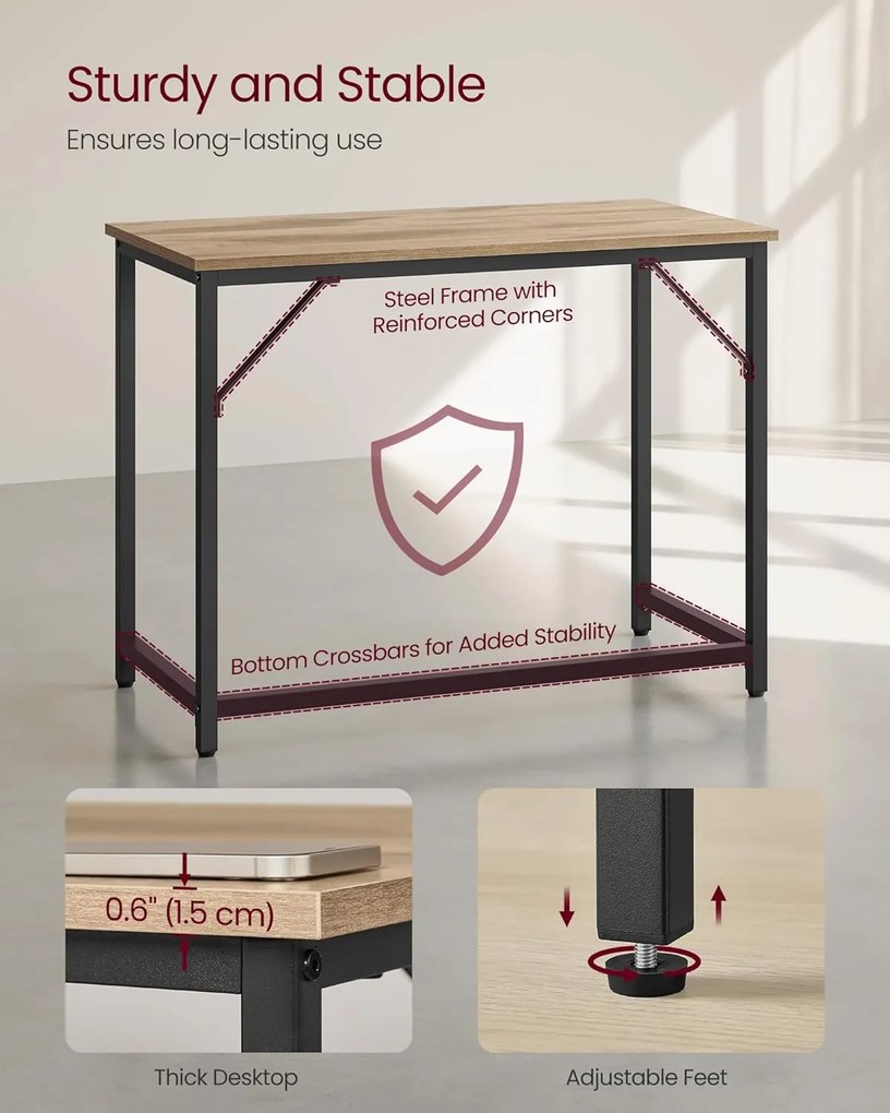 Íróasztal 100 × 50 × 76 cm karamell barna–fekete színben