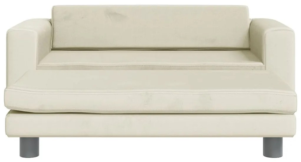krémszínű gyerek bársonykanapé lábzsámollyal 100x50x30 cm