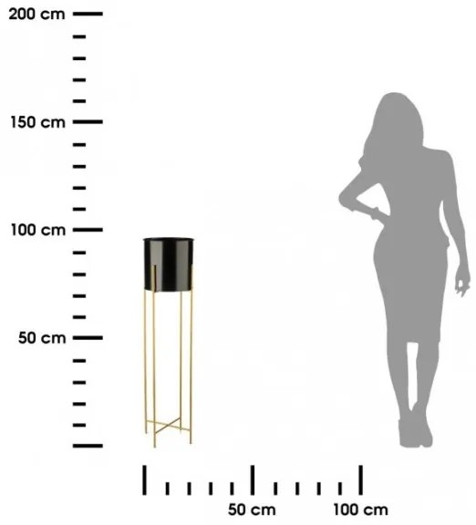 Fém virágcserép OSLO 95x17 cm fekete/arany