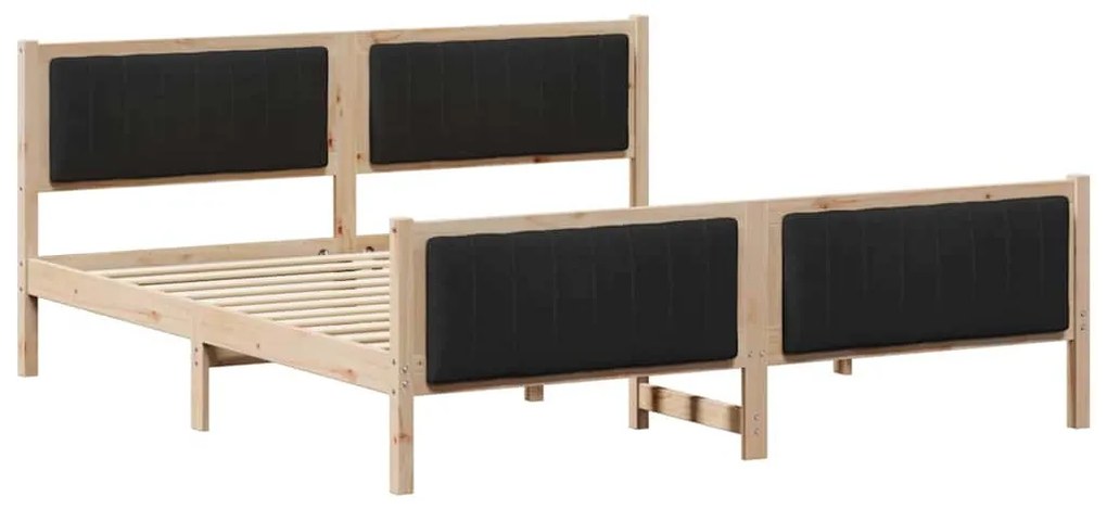 Ágykeret fejtámlával Barna és fekete 180 x 200 cm Tömör fenyőfa