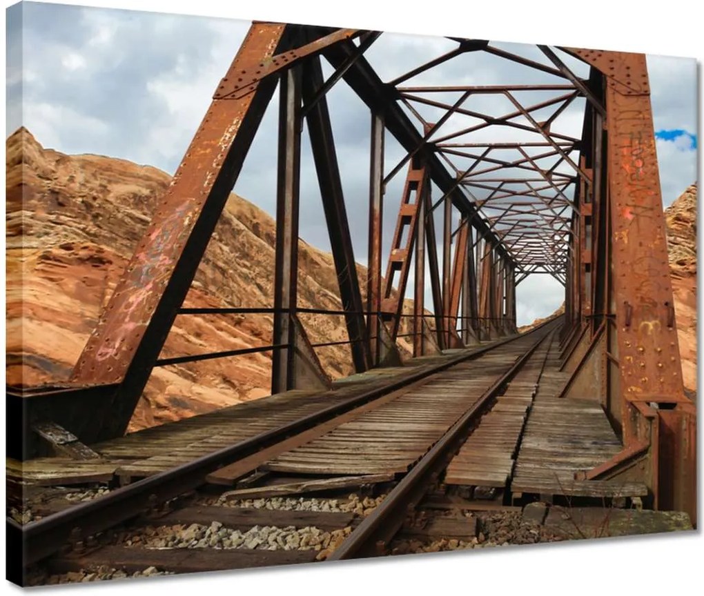 Vászonkép 40x30 Vasúti híd Vasút