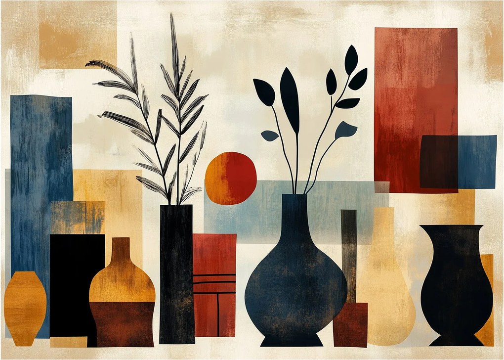 Üveg kép - Kubista vázák (70x50 cm)