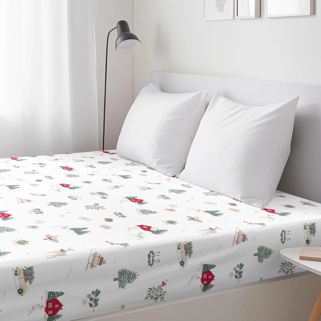 Goldea karácsonyi pamut gumis lepedő - tradicionális karácsonyi 140 x 200 cm