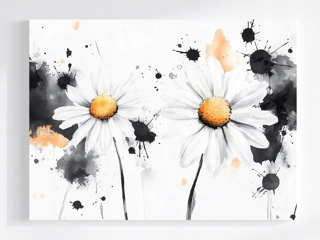 Vászonkép Canvas Akvarell Virágok Margaréta Kamilla Boho 80x60