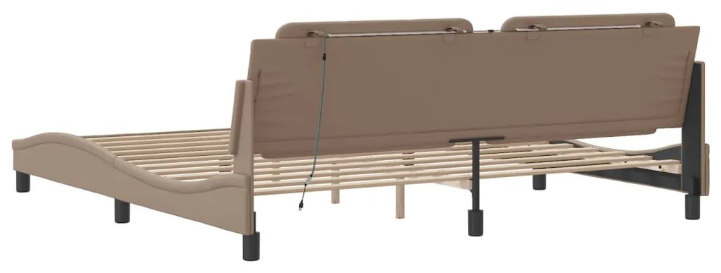 cappuccino színű ágykeret LED-ekkel matrac nélkül Zadar 200 x 200 cm