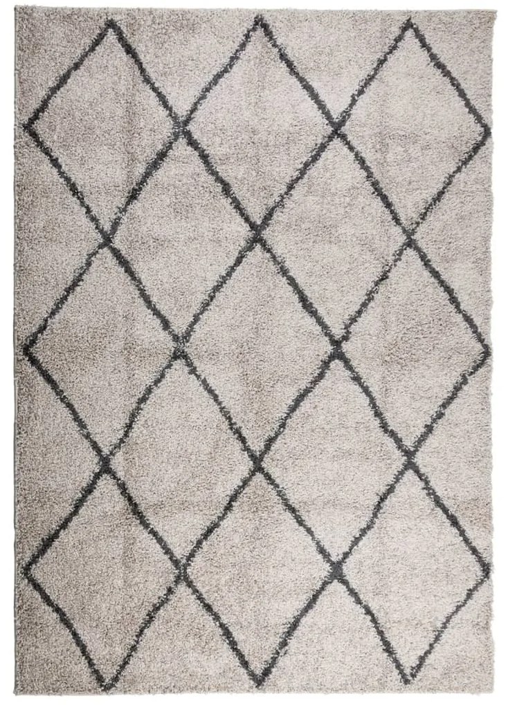PAMPLONA bézs és antracit bolyhos modern szőnyeg 160 x 230 cm