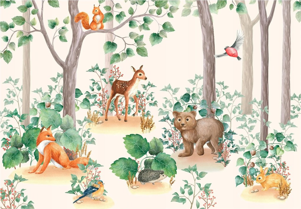 Fotótapéta Erdei barátok Állatok Pasztell erdő 250x175 +ragasztó