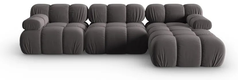 Sötétszürke bársony kanapé 285 cm Bellis – Micadoni Home