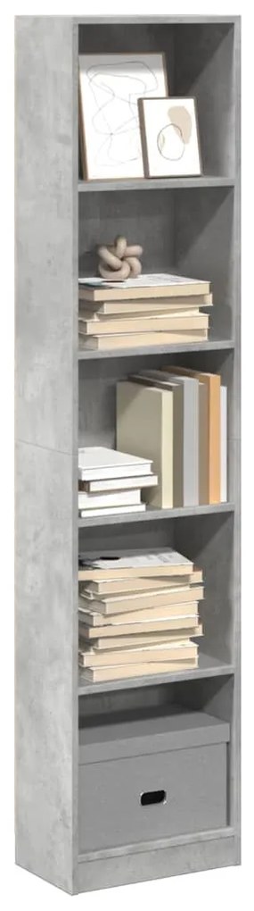 betonszürke szerelt fa könyvespolc 40 x 24 x 176 cm