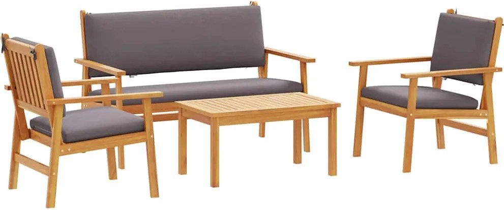 vidaXL Kerti Kanapé Szett 4 pcs Barna 120 x 65,5 x 79 cm Tömör Akácfa