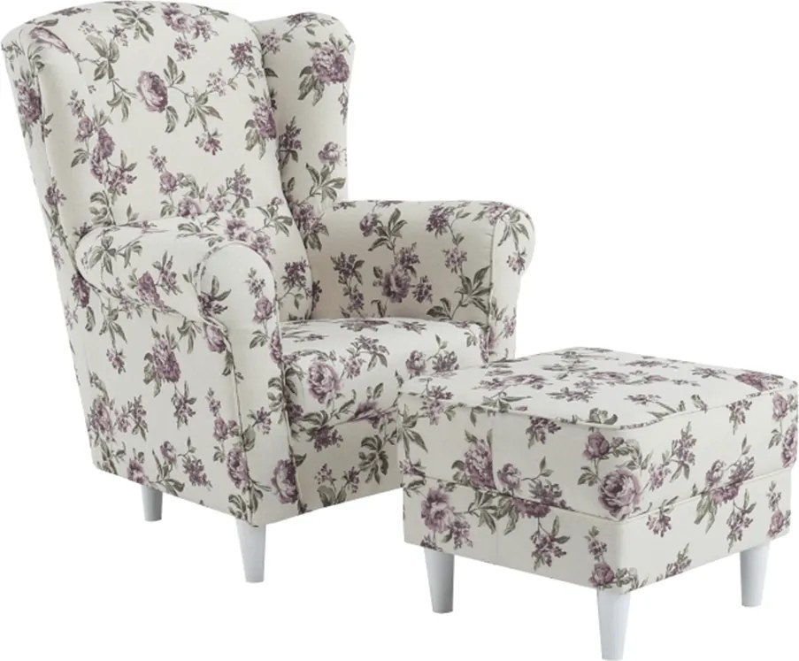 füles fotel puffal, szövet rose 18, ASTRID