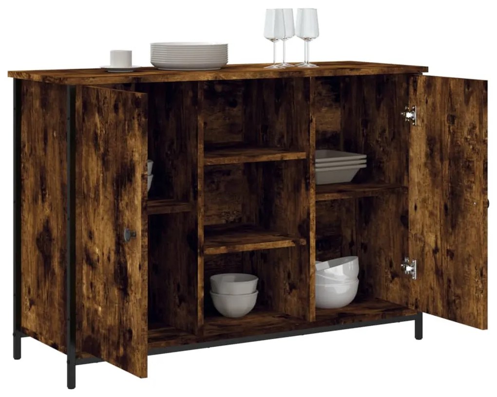 füstös tölgy színű szerelt fa tálalószekrény 100 x 35 x 70 cm